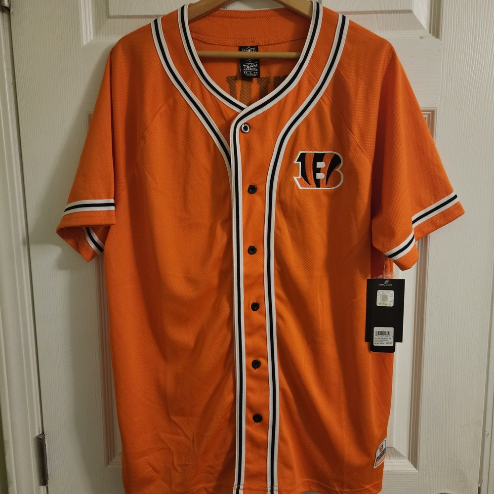 NFL Bengals Orange Men's Jersey Shirt Large NWT